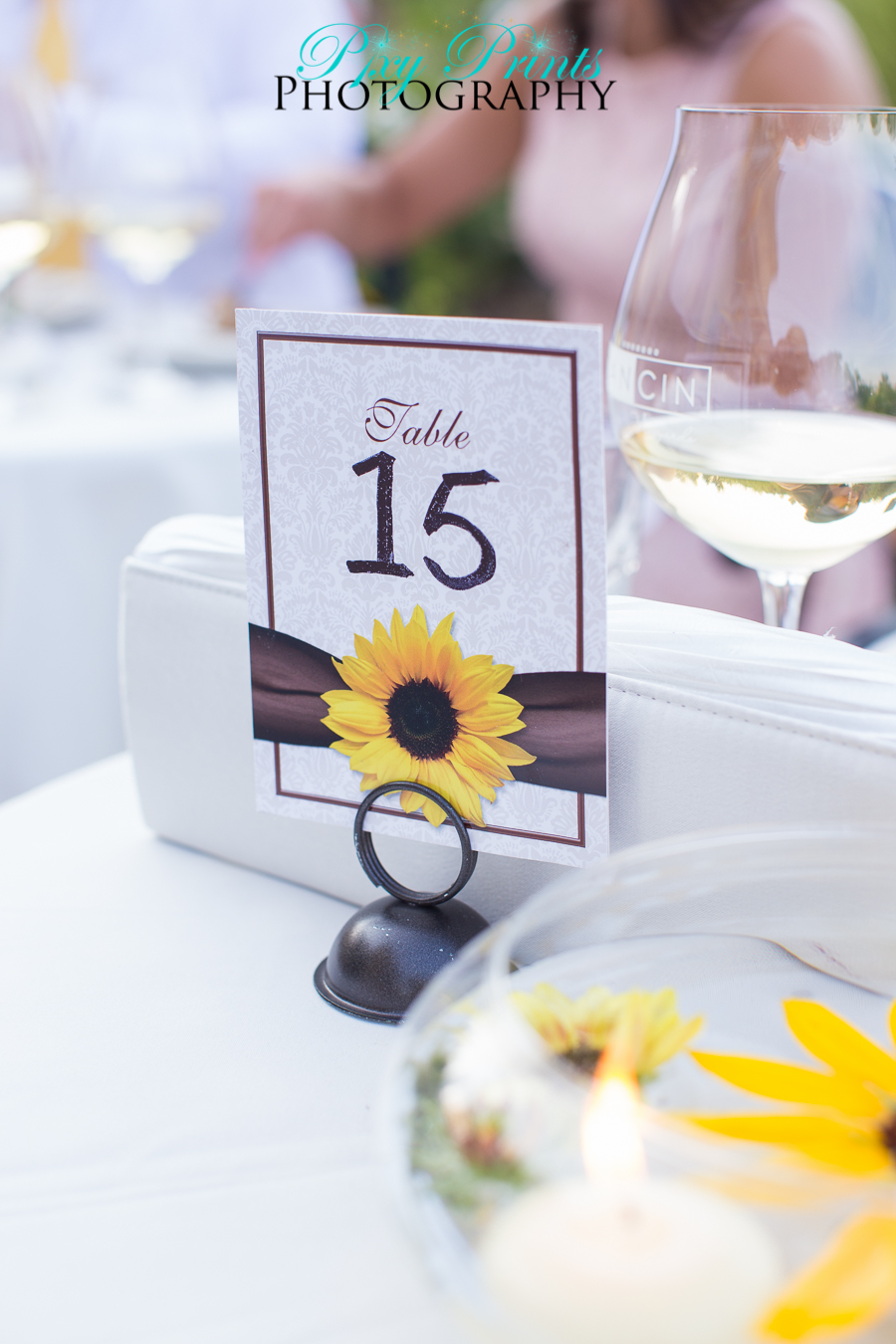 wedding table setting sunflowers